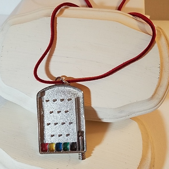 Pinball Game 23" Red Suede Necklace - Picture 1 of 3